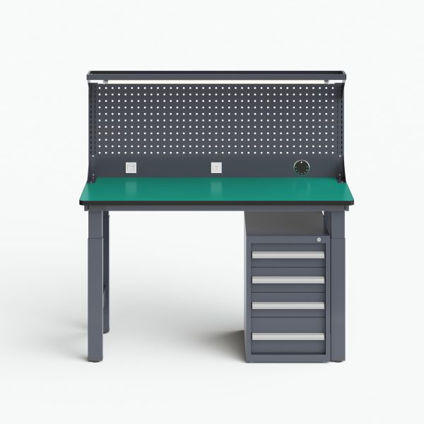 Cadre d'établi électrique réglable avec charge maximale de 200 kg, double moteurs, 4 pieds standards et 2 étages