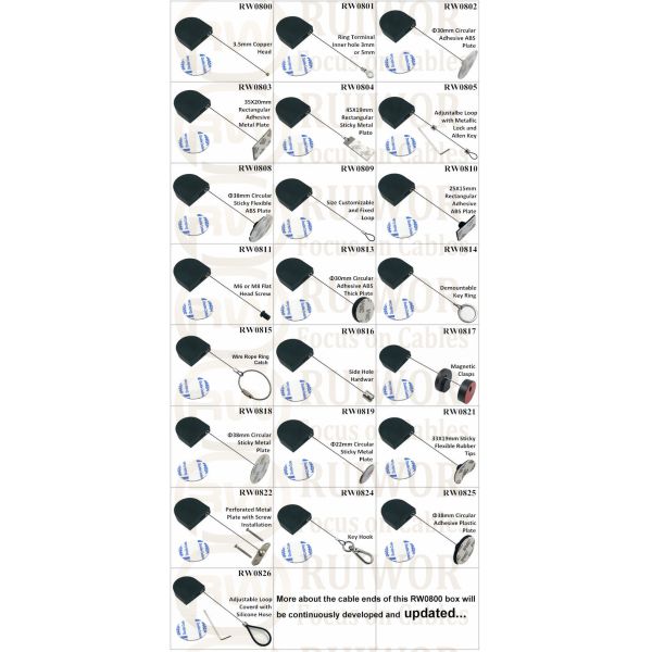 RW0803 D-Shaped Small Retractable Tether Plus With Rectangular Adhesive Metal Plate