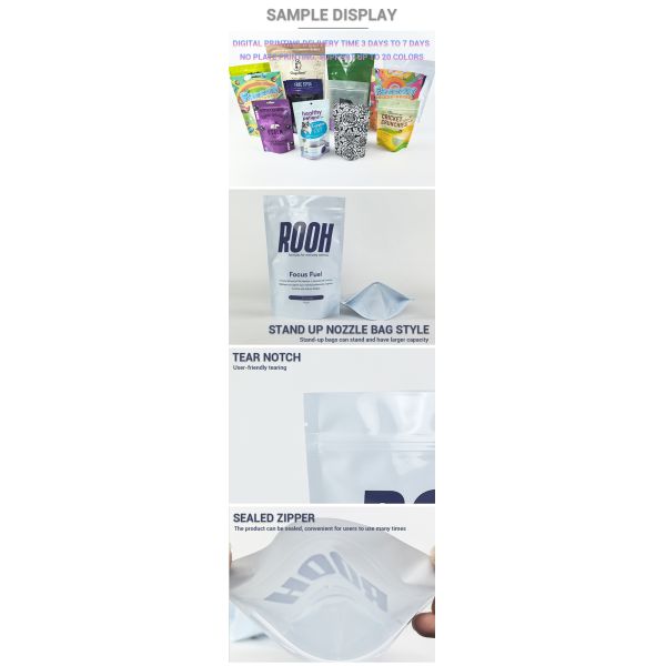 Mini Order Custom Printed Plastic Bags Matte Glossy Smell Proof Flat Doypack Pouch Bag Resealable Top Zipper 100g 250g 500g Etc.