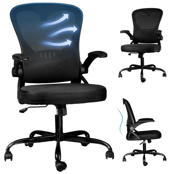 Flip-up Arms Ergonomic Mesh Office Chair with 360 Swivel and Height Adjustment