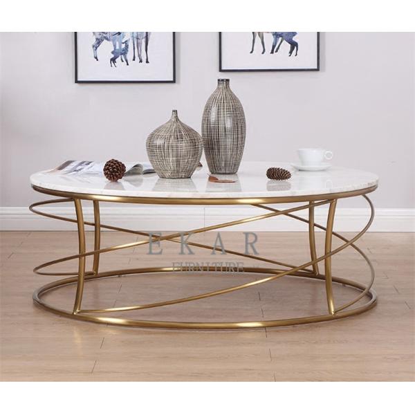 Beautiful Designs Marble Round Coffee Table with Mental Base