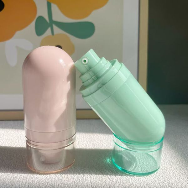 Travel Size Upside Down Airless Pump Bottle with Adjustable Spray Nozzle and Smooth Surface for Personal Care