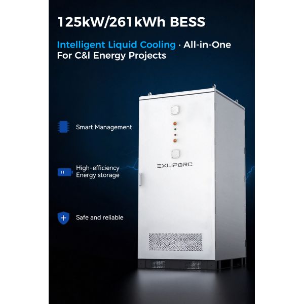 Industrial BESS 125kW 261kWh Liquid Cooling 3 Phase 400V High Voltage Energy Storage System