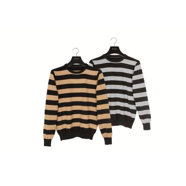 Polyester Womens Striped Long Sleeve Sweater For Autumn