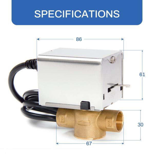 HVAC Control 2 Way Motorized Valve Pressure Relief Forged Brass