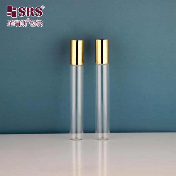 15mm Diameter clear glass essential oil glass roller ball bottle with gold cap