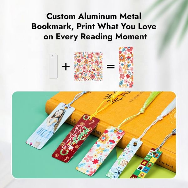Blank Sublimation Aluminium Bookmark With Colorful Tassels Custom Bookmark Printing
