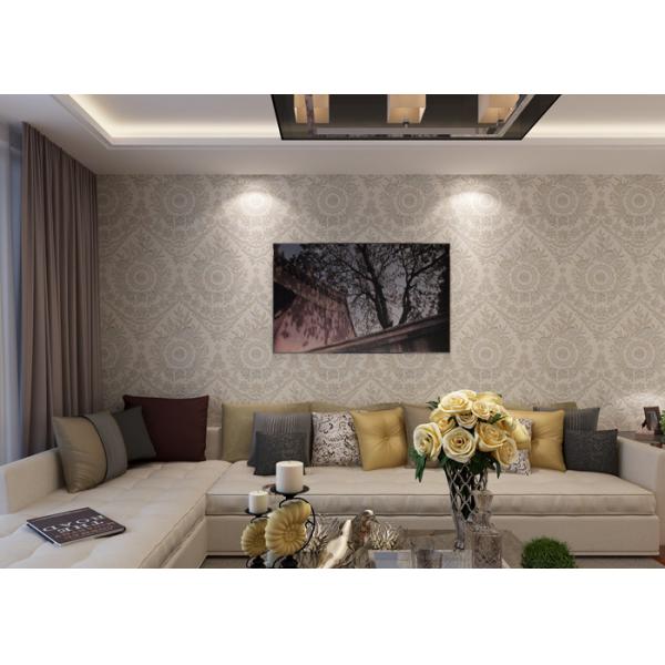 白い灰色は対称的な花パターン、0.53*10m/ロールが付いているレトロ型の壁紙を浮彫りにしました