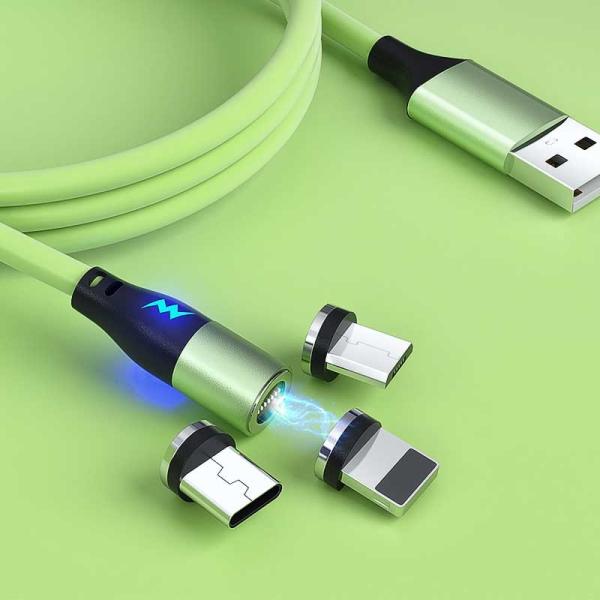 5V 4.5A OD 3.5mm Magnetic Fast Charging Cable 3 In 1 Liquid Silicone