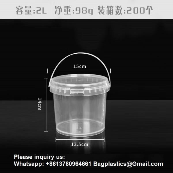 Bucket With Lid, Clear Bucket, Plastic Food Storage Container, Ice Cream Bucket, Reusable Container, Plastic Bucket, Tub With Lid, Storage Container, Round Plastic Pail, BPA Free, Pail With Handle