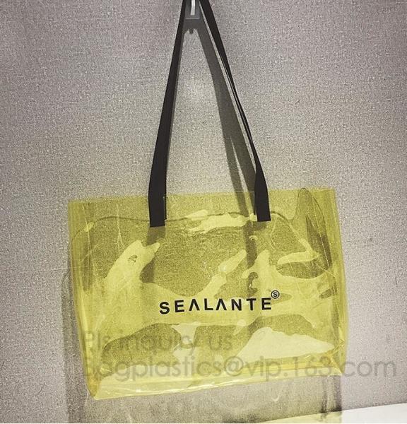 Personalized PVC Women Clear Shoulder Bag, PVC tote bags double shoulder hand bags, Transparent Satchel Shoulder Bag