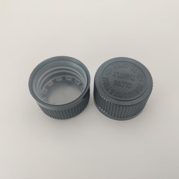 Grey Plastic Screw Lock 28mm Child Resistant Cap For Medicine Bottle