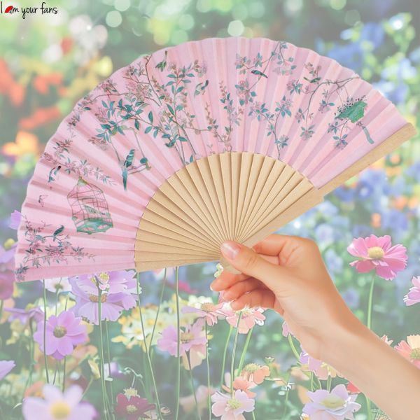 23Cm Custom Wooden Hand Fan Handheld Folding Fan for Wedding&Party Favors