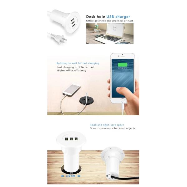 Office Desktop Usb Charger Station Hidden 3 Ports Fast Charging Ac Adapter Usb 3.0 Usb Wall Charger Adapter