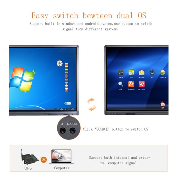Infrared 10 Point Large Touch Screen Monitor , Smart Board Touch Screen Lcd Display 86 Inch