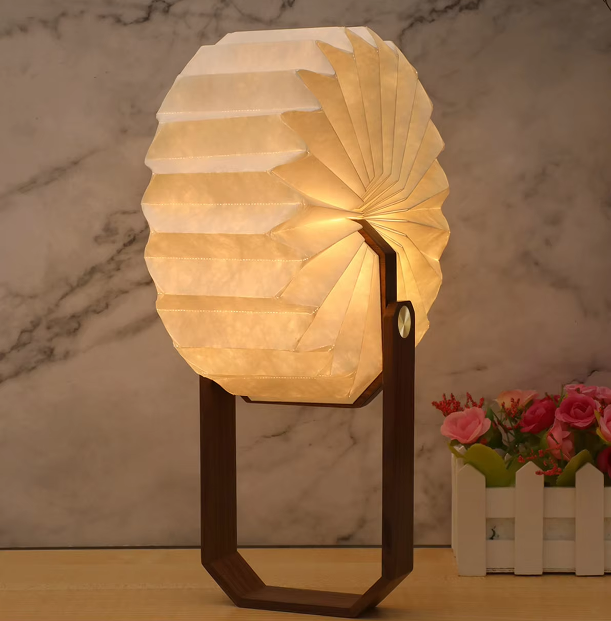 Wooden Handheld LED Ginkgo Accordion Light Reading Lamp 4100K Eco Friendly