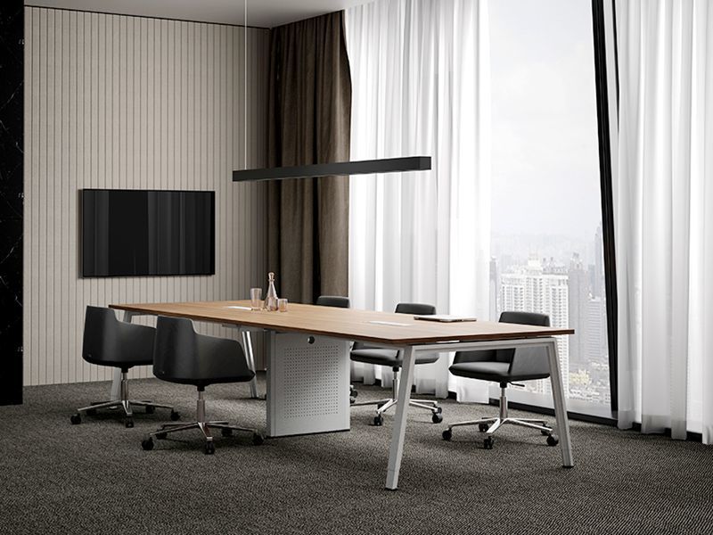 Steel Wood Conference Table MFC Top 8 Person Boardroom Table