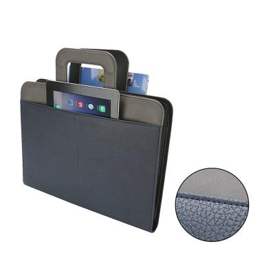 Elegant Zippered PU Leather Leather Business Portfolio Binder Navy Blue & And Grey