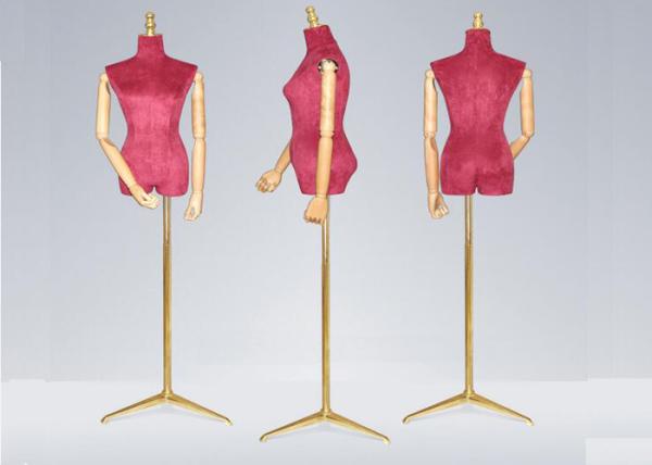 Female Colorful Flannelette Decorative Shop Display Mannequin With Golden Metal Stand