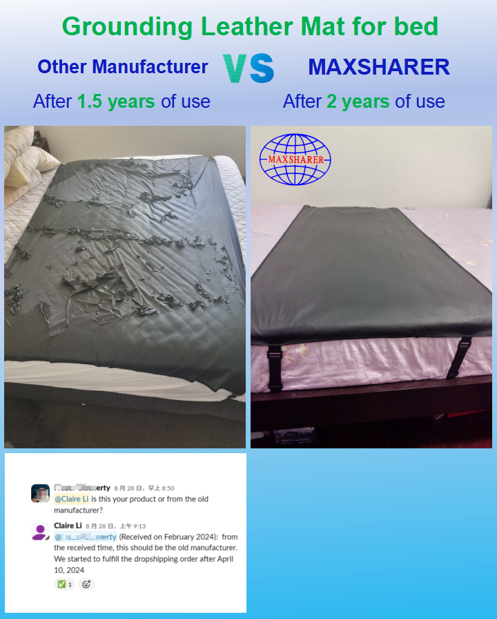 Eco friendly Breathable Grounding Mattress Cover Pad Made with Conductive Carbon Leatherette Non Toxic Materials for Bed