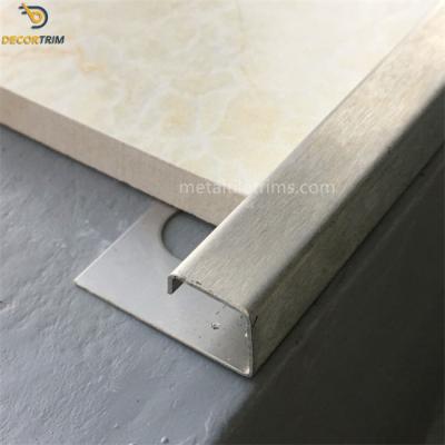 Square Edge Brushed Stainless Steel Tile Trim 10mm For Decorative