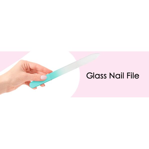 Custom Colorful Double Side Etched Sand Sprayed Crystal Glass Nail File for Natural Nails