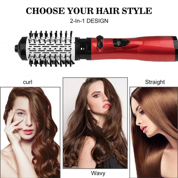 Electric 3-in-1 Hot Air Styler & Rotating Hair Dryer with Negative Ionic Technology for Dry Hair Curls & Straightens Hotel Use