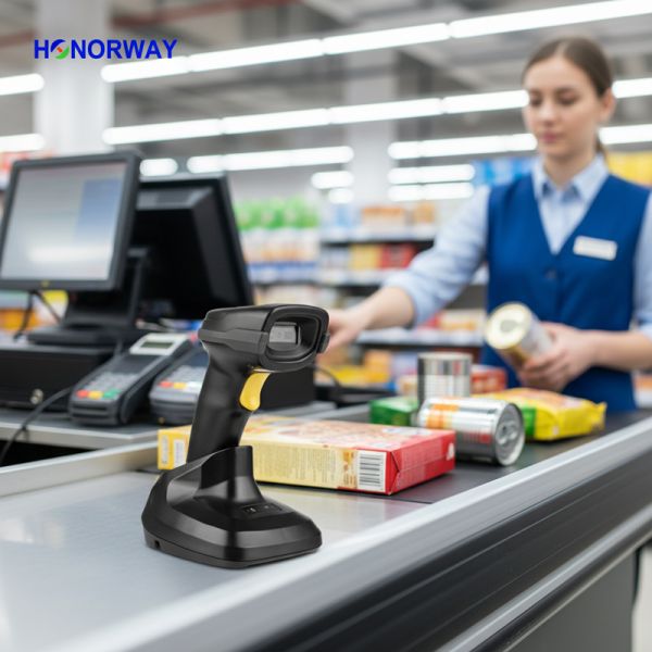 2.4GHz Wireless Global Shutter 2D Hand Barcode Scanner With 2200mAH Battery OEM