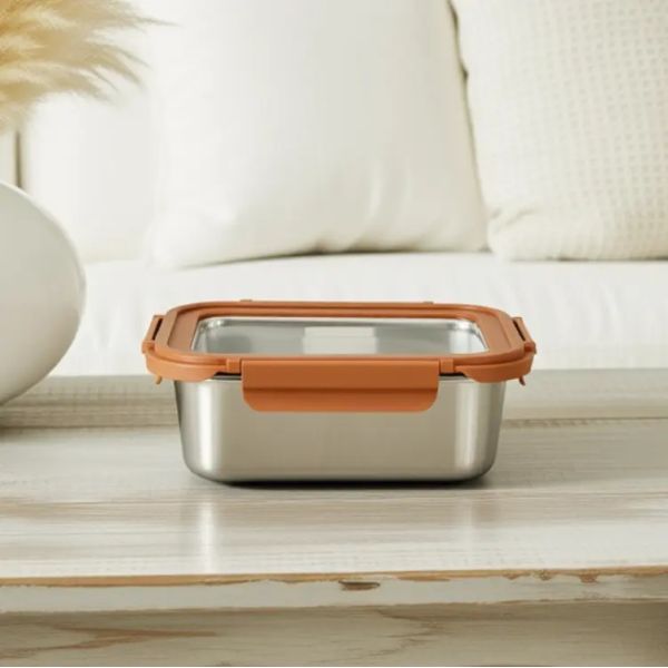 IKOO Stainless Steel Food Storage Container with Round/Square/Rectangular Shapes for Freshness Preservation and Airtight Seal