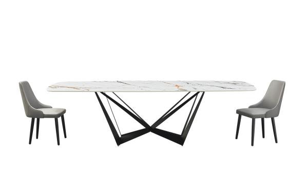 Nordic Luxury Ceramic Marble Top Dining Table Set For 6 Seater Eco Friendly