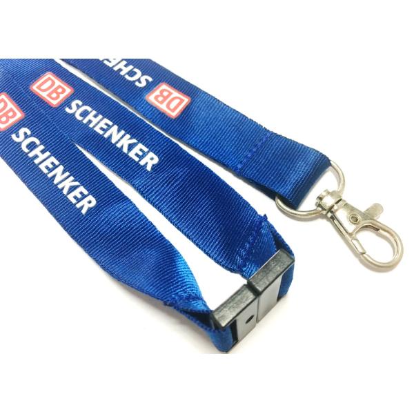 Blue Logo Nylon Neck Strap Both Sides Metal Hook Safety Breakaway 900*20 Mm