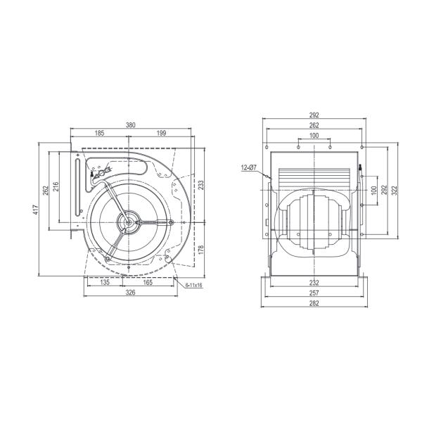 Fã centrífugo dianteiro da entrada dupla da fase monofásica 1085rpm com a lâmina de 9 polegadas