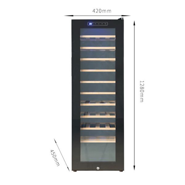 Modern Black Wooden Kitchen Wine Cooler with Lockable Glass Door Digital Touch Control and Adjustable Wooden Shelves