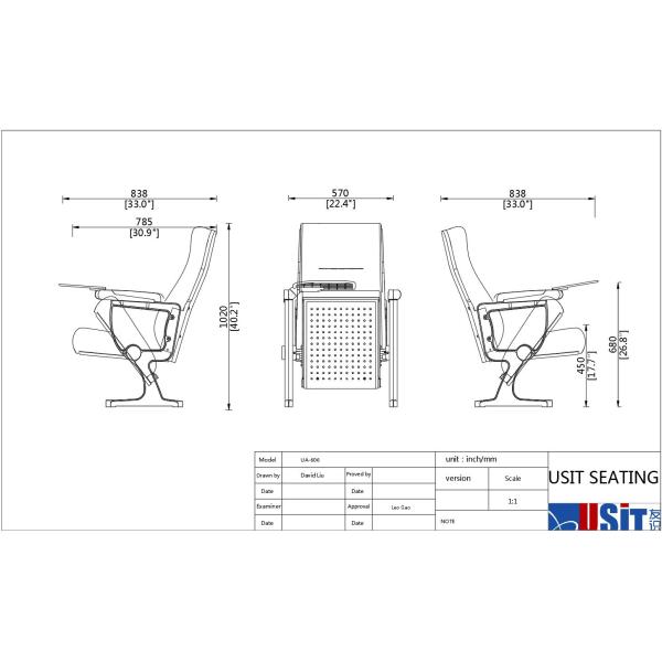 1.5mm Thick Church Auditorium Chairs University College Lecture Hall Seating