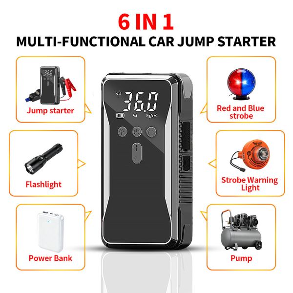 Portable Intelligent Tyre Pump 3-140 Psi Electric Tire Inflator Electric Bikes Motorcycles Automobile 2 In 1 portable car jump starter emergency car starter pack