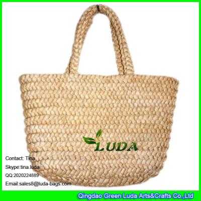LUDA natural cornhusk handmade recycled straw beach bag