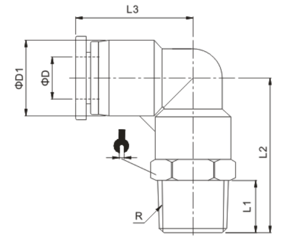 PL Male Elbow SMC type Mini Size of One Touch Push - in Air Tube Fitting