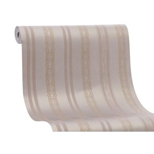 Removable Non woven Wallpaper Modern Simple Champagne Stripes Pattern