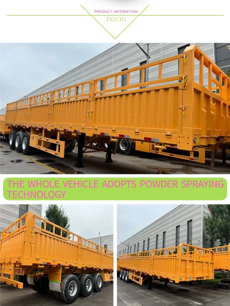Feichi 3 Axle Dump Tipping Semi Truck Trailer Heavy Duty Trailer 60 Ton Hydraulic High Hurdle End Rear Tipper Dump Semi Trailer
