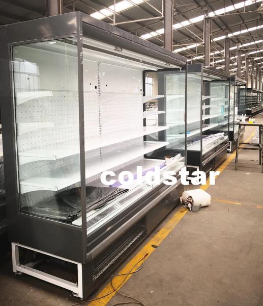 Supermarket milk chiller open multi-deck refrigerator fruit display stand for sale