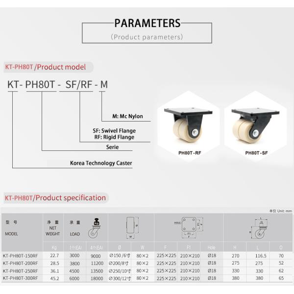 3000kg 6 Inch Heavy Duty Casters Double Wheel Castors Aging Resistance