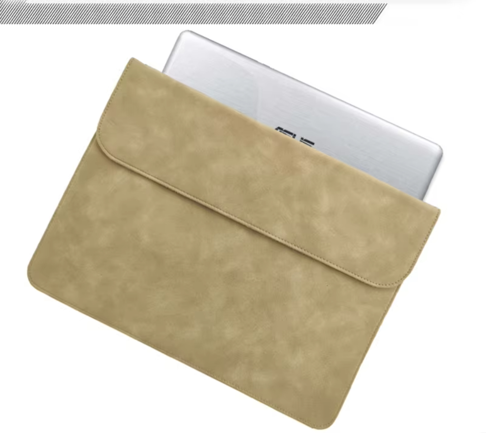 For Laudtec 15.6 Inch Leather Laptop Sleeve Simple Waterproof Protective Case Magnetic Closure Customized Design Office Use Wholesale OEM/ODM/Private Label