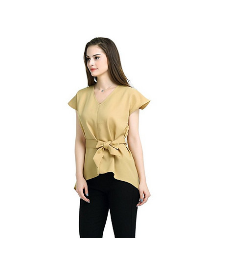 Newest Design Women Blouse With Belt Hot Sale