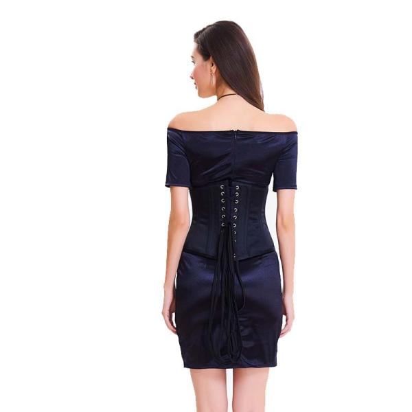 O poliéster 2XL bordou o preto e o roxo do vestido da atadura do espartilho