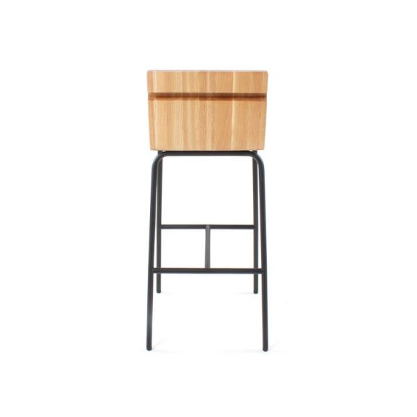 Stain Steel Base Counter Height Modern Bar Stools Solid Wood Back Metal Frame