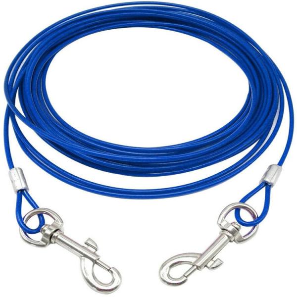 Steel Material Dog Tie Out Cable with 60 Lbs Capacity and 20 Foot Length for Medium Dogs