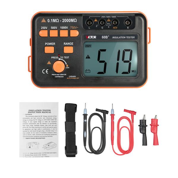 Метр ома деятельности полной кнопки тестера изоляции 1KV цифров легкий