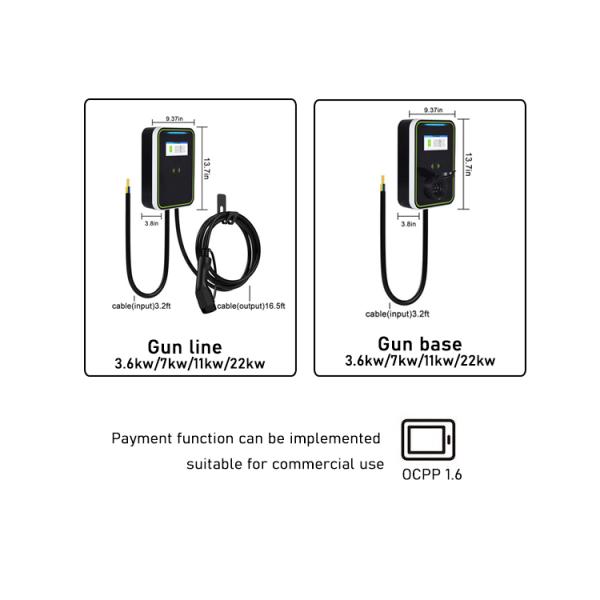 Commercial EV-HB Wallbox Pulsar Plus AC EV Charger 3.6KW / 7KW / 11KW / 22KW