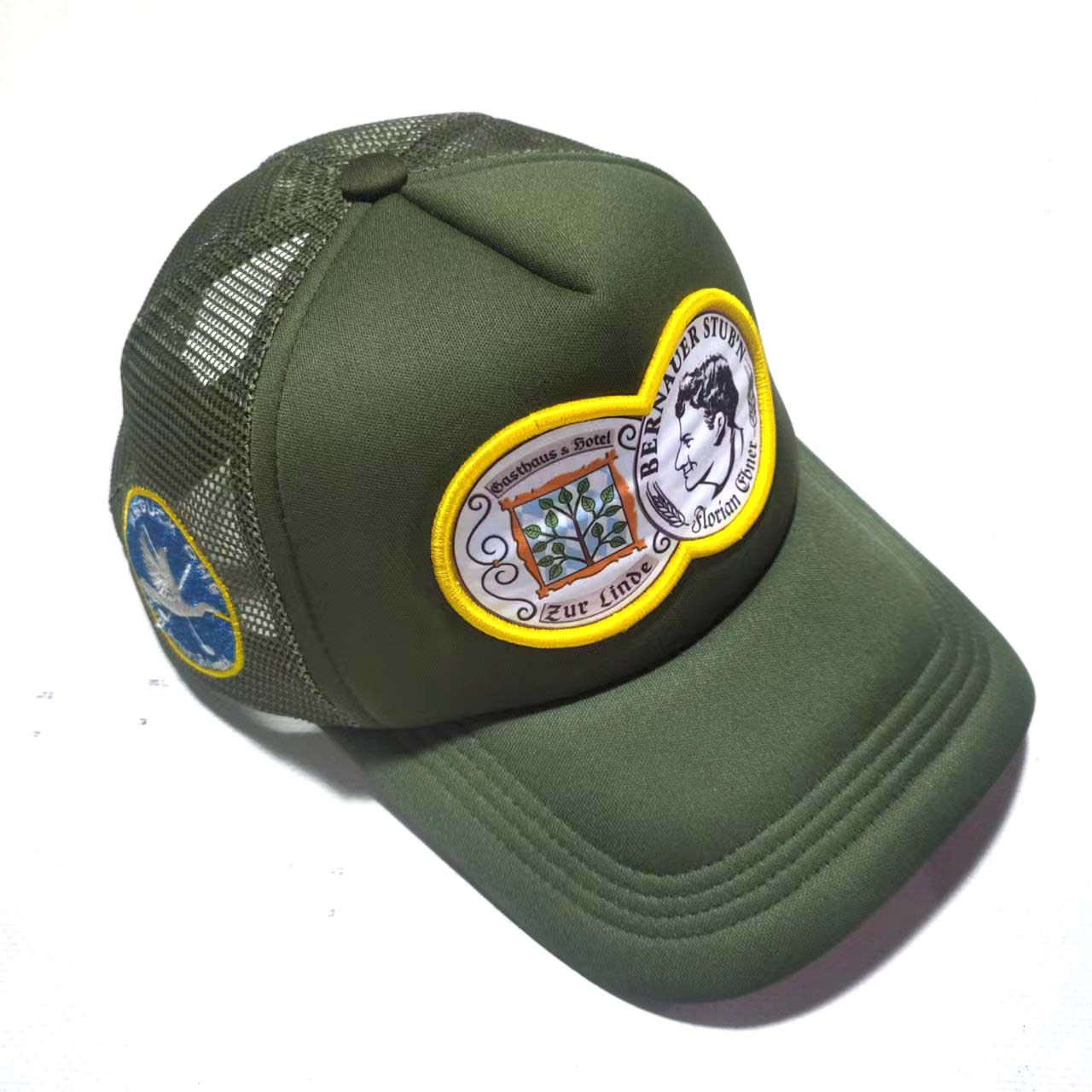 3D Embroidery Foam 5 Panel Trucker Hat Print Patch Snap Back Green Cap