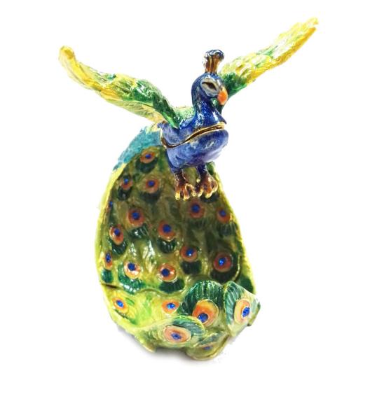 Decorative Gift Colorful Peacock Jewelry Box  Metal Peacock Jewelry Box For Sale